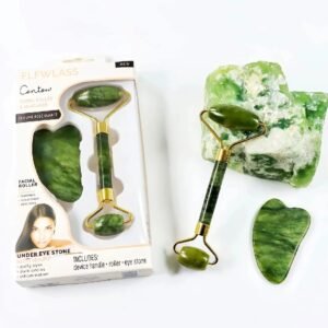 FLFWLASS Contour Jade Roller & Gua Sha Set | Natural Skincare